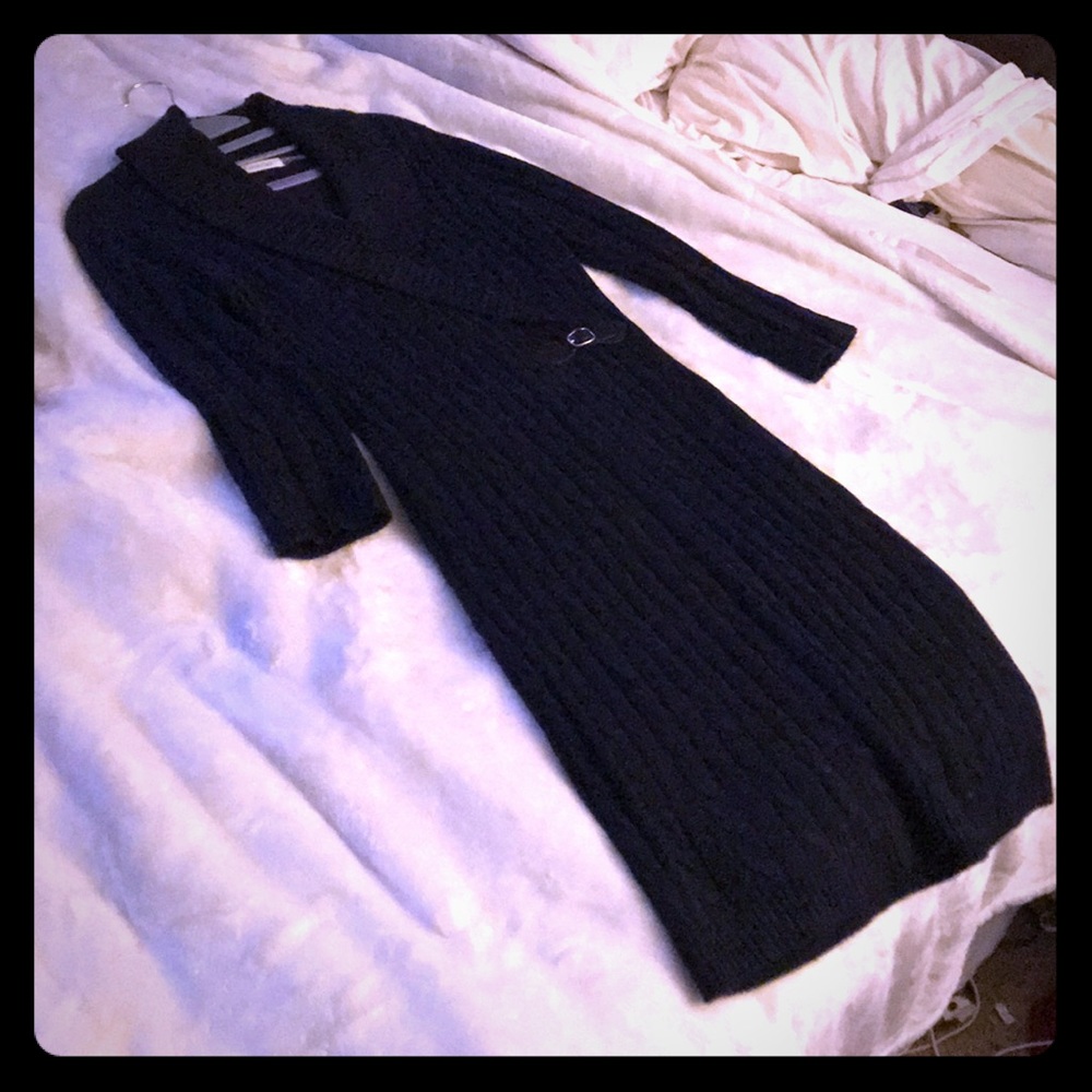 Navy sweater dress.  Super dark navy, nearly black
